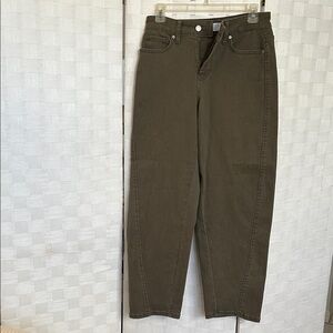 Time and Tru Olive  High-Rise Barrel Pants
